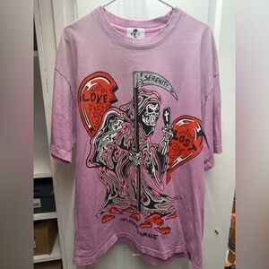 Warren Lotas Graphic Grim Reaper ‘Serenity’ Tee in Light Pink